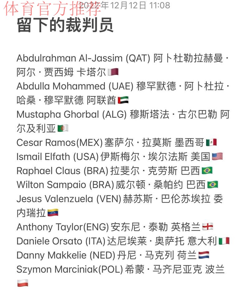 中国女子裁判员连续第二届入选世界杯执法名单